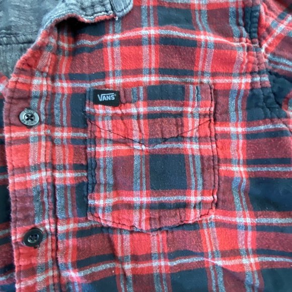 Vans Women's Plaid Flannel Long Sleeve Shirt Red Gray Black Size M - Picture 11 of 16
